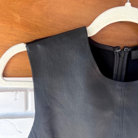 Theory Bristol Leather Modern Seamed C. Combo Sleeveless Tank Shell in Black, S - Picture 7 of 13